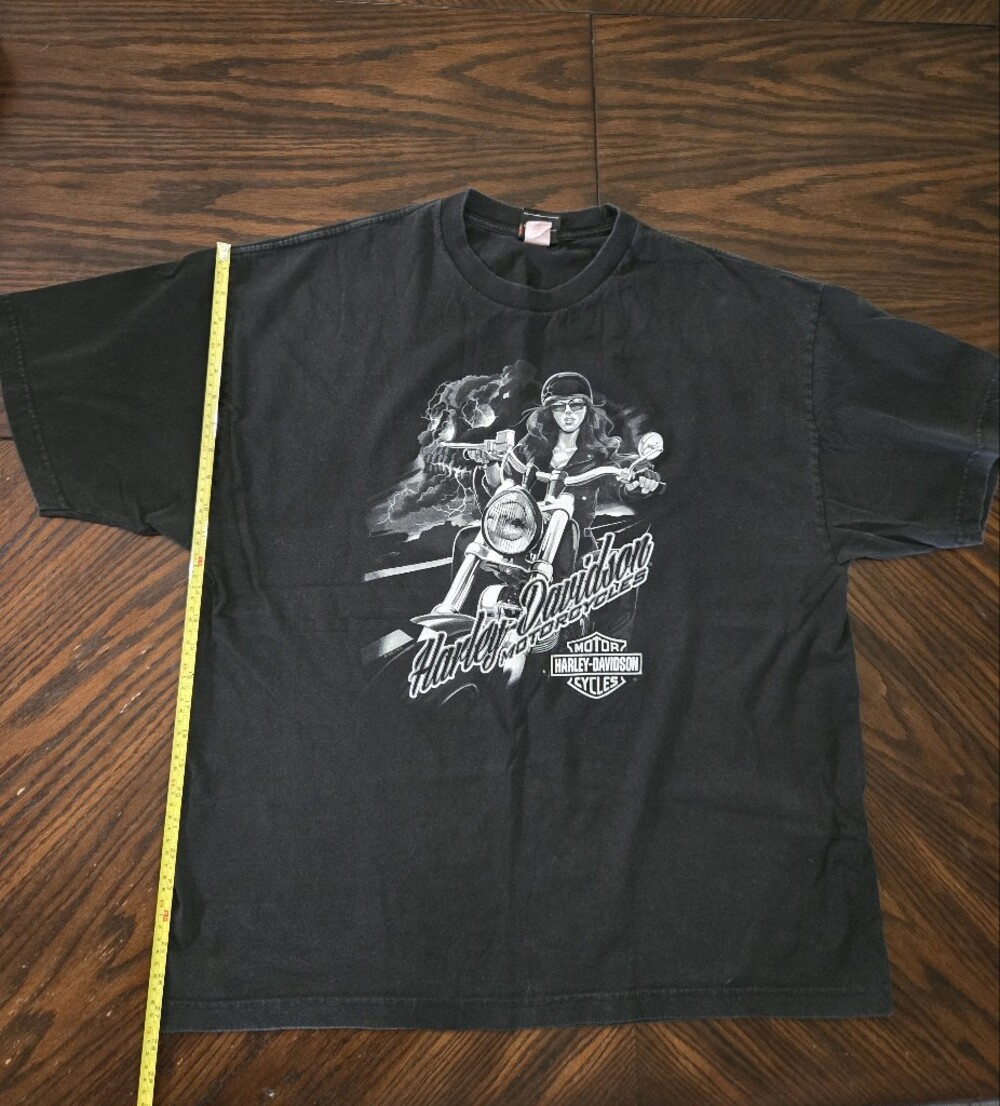 Men's Harley-Davidson Black Tee with White Motorcycle Graphic